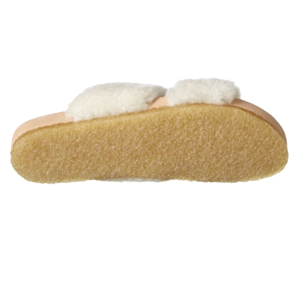 Tory Burch Fur slippers Beige sz 8 Sheldon Shearling Two Band Slide - Picture 10 of 13
